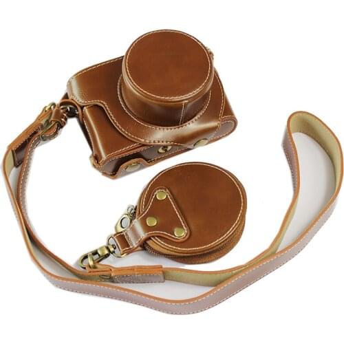 Portable PU Leather Case Camera Bag for Leica D-LUX typ109 protective cover shell with Bottom Battery Opening+Small Storage Bag