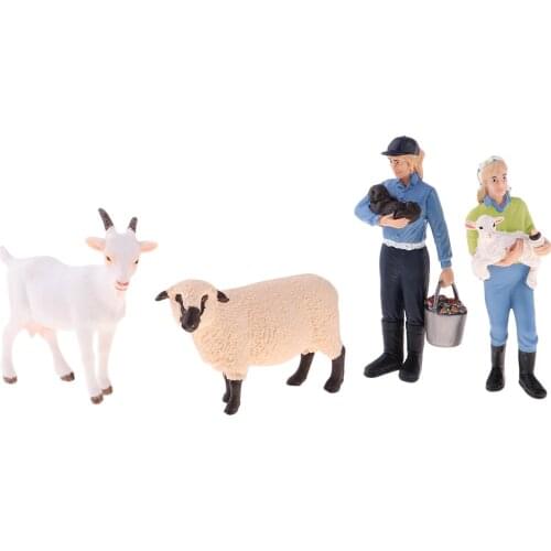 Painted Farm Animal Shhep Goat and People Figures - Realistic Models for Dollhouse Garden Decor DIY Life Scenes Making