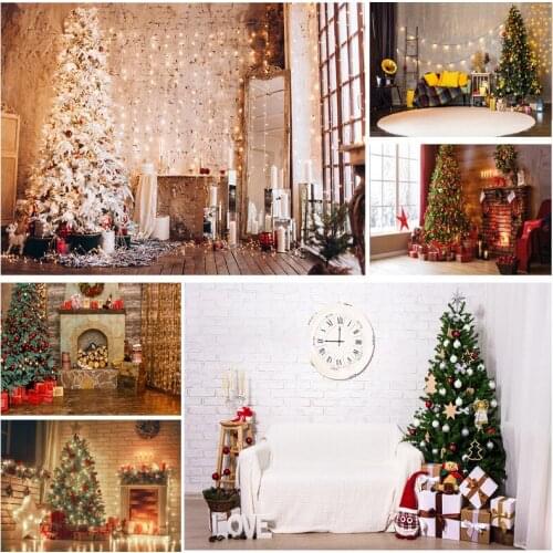 Christmas Theme Indoor Photography Background Christmas tree Fireplace Children Portrait Photo Backdrops 21710 CHM-04