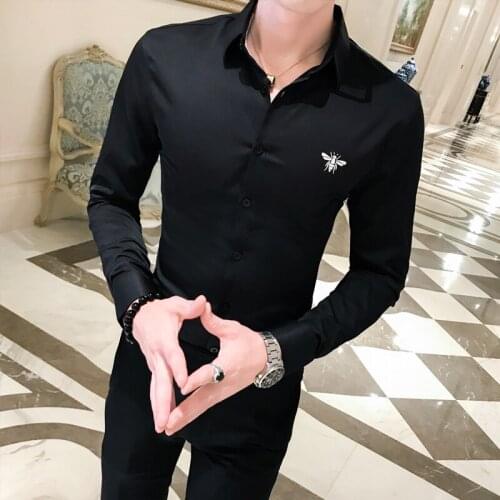 In the autumn of 2019 men long sleeve shirt of cultivate morality male social small flower A236-9809 - P55