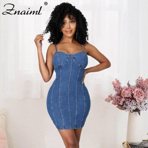 Znaiml Sexy Women Denim Dress For Streetwear Patchwork Sleeveless Backless Solid Lady 2021 Summer Bodycon Strapless Mini Dress