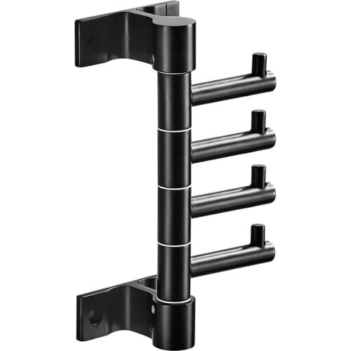 Heavy Duty Wall Hooks with 4 Swivel Foldable Arms Towel Holder Toilet Rotary Storage Rack Coat Rack Hat Hooks for Bathroom