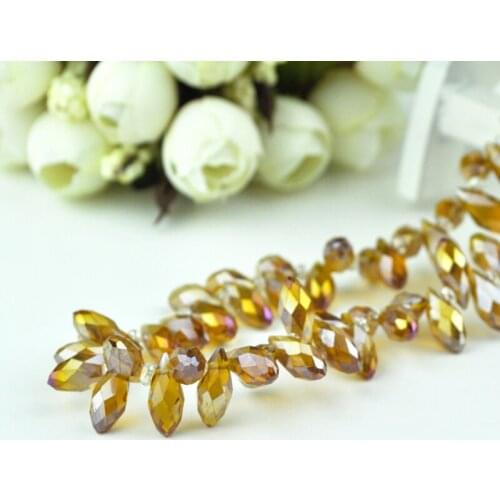 Top Quality 6x12mm Teardrop Beads Crystal Glass Beads Crystal Brown AB color 100pcs/lot Free Shipping