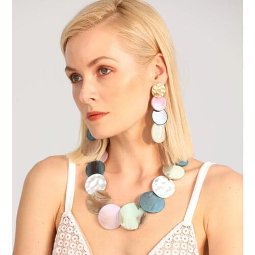 2021 Trendy Bohemian Necklace and Dangle Earring Acrylic Necklace Choker Necklace for Women Accessories Fashion Jewellery