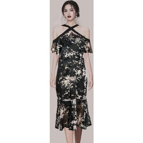 Summer Dresses Chiffon Bandage Bodycon Print Floral Mermaid Women Dress Vintage Elegant Korean Clothes Sexy Party Sundress