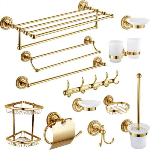 ZGRK Bathroom Accessories Golden Toilet Paper Holder Towel Rack Tissue Holder bathroom fixtures Bath Hardware Set