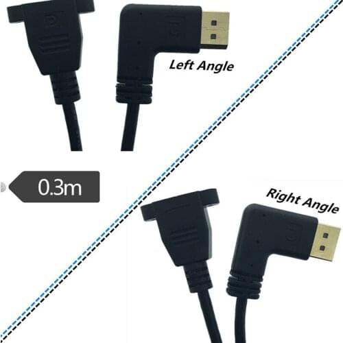 Gold DisplayPort Male 90 degree Left Right elbow to DisplayPort Female 4K patch cord 1.2 HD displayport extension cord 0.3m