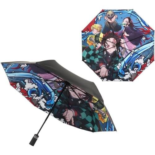 Demon Slayer Umbrella Kimetsu No Yaiba Fully Automatic Cosplay Anime Fashion Popular Cute Folding Personality Sunny Umbrella