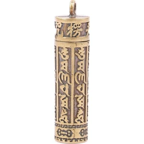 1PCS Men and Women Mini Brass Pendant Necklace Brass Mantra Pendant Necklace Vintage Ancient Brass Jewelry