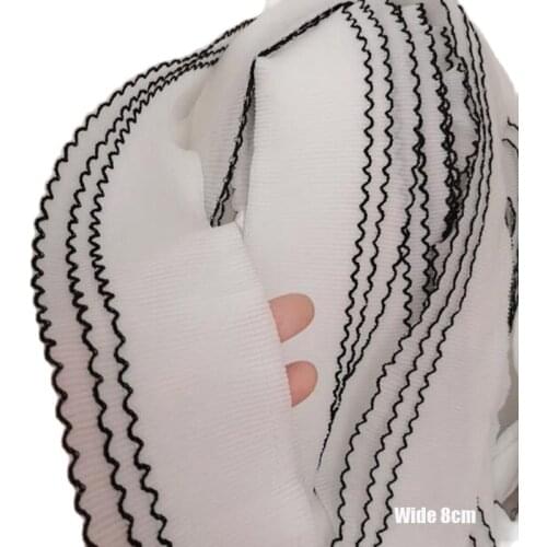 Latest Chiffon Pleated Tulle Lace Fabric Black White Lace Collar Ribbon 8cm Trim DIY Sewing Accessories Applique dentelle encaje