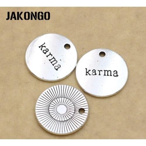 10PCS Tibetan Silver Plated Karma Charms Pendants for Jewelry MakingBracelet Necklace DIY Handmade Craft 20mm