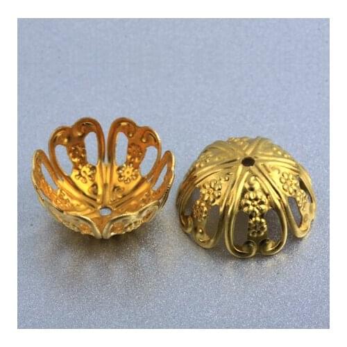 15mm Raw brass jewelry filigree caps for beads