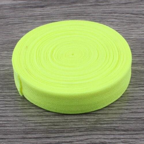 50Y OEM 5/8 Shiny Solid Highly-flexible Nylon Folded Over Elastic Ribbon Stretch FOE for Hair Tie/Hair Bows/Elastic Headbands