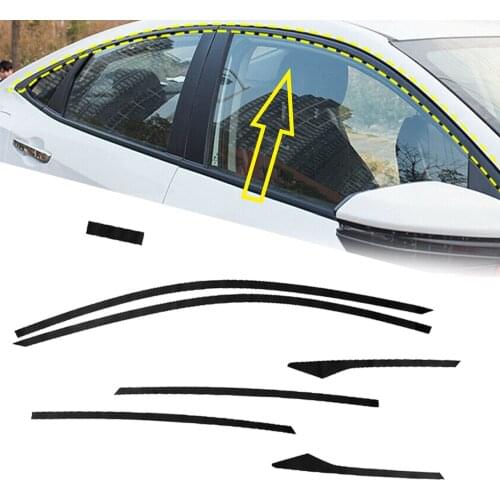 6Pcs Matte Black Window Trims Rain Eyebrow Shield Cover Vinyl Decal Kit Fit for Honda Civic Sedan 2016 2017 2018 2019 2020 2021