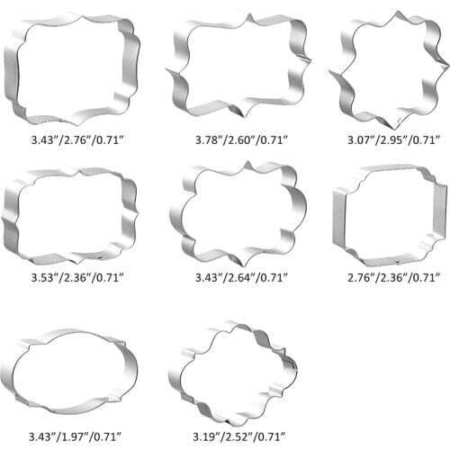 8Pcs Plaque Cutter Cookies Frame DIY Cake Oval Square Rectangle Fancy Stainless Cookie biscuit mold wholesale