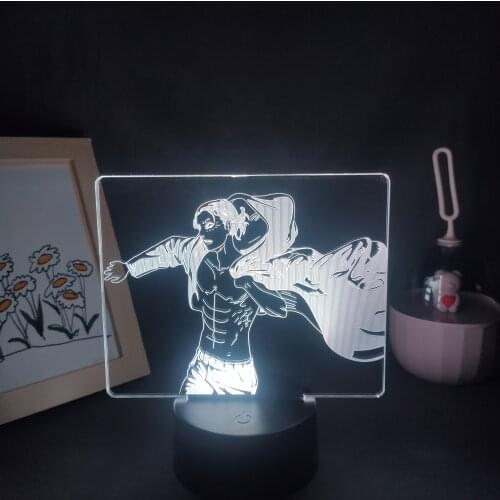 Attack on Titan Anime Figure Eren Jaeger Yeager Led Night Lights Manga RGB Shingeki No Kyojin 3D Lamps Bedroom Table Decoration