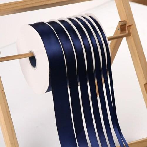 Multi Size Dark Blue Satin Ribbons DIY Artificial Silk Roses Crafts Supplies Sewing Accessories Scrapbooking Material 100Yards