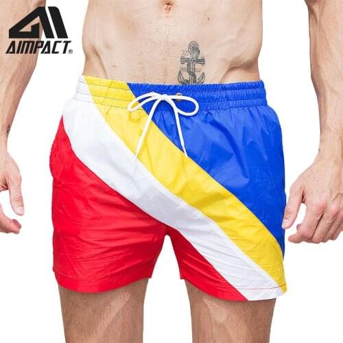 Aimpact Fast Dry Mens Board Shorts with Lining Sexy Drawstring Surf Swim Trunks Male Beachwear Sport Running Walk Hybird Shorts