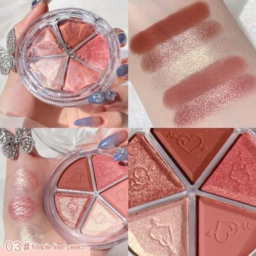 DIKALU 5 Color Makeup Cheek Blush Powder Blusher Mineral Powder Pressed Face Makeup Glitter Shimmer Nude Eye Shadow Palette #4