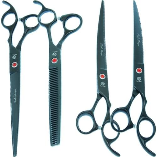 Purple Dragon 8" Japan 440c Professional Pets Cutting Scissors Dog Thinning Shears Animal Grooming Tijeras Curved Tesoura B0043B