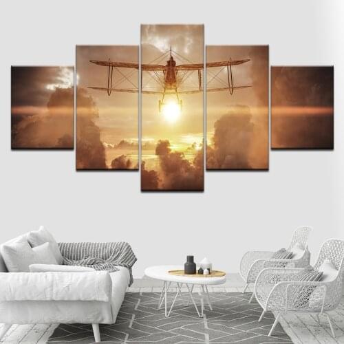 Canvas Painting sunlight the hand made plane Wall Art Pictures 5 Pieces Modular Wallpapers Poster Print for living room Decor
