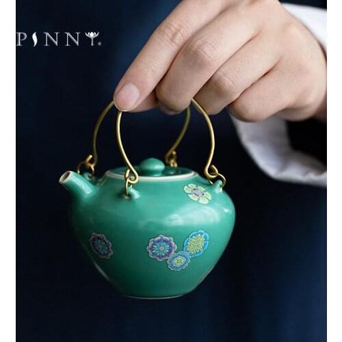 PINNY 200ML Handmade Decal Ceramic Teapot Japanese Style Kung Fu Tea Pot Retro Drinkware Chinaware