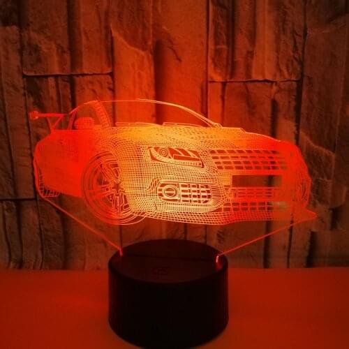 Cool Supercar 3D Lamp LED USB Fashion Grand Touring car Night Light Boys Kids Gifts Home Bedroom Desk Beside Sleeping Decor