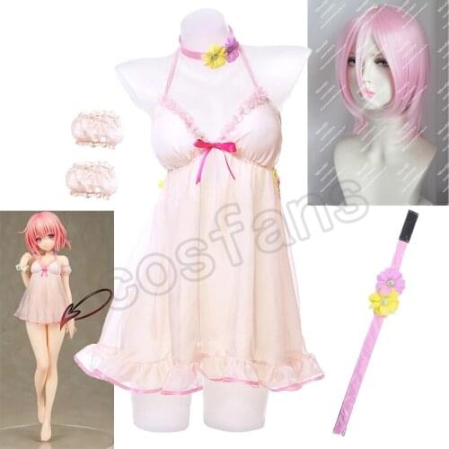 Anime Momo Belia Deviluke Cosplay Costume Sexy pink nighty suspender skirt ToLove Ru Darkness Anime Figure Girls Dress sleepwear
