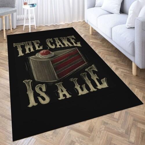 Portal The Cake is a Lie Carpet for Living Room 3D Anime Cartoon Rug Gamer Teen Room Bedside Lounge Rug Kids Children Floor Mats