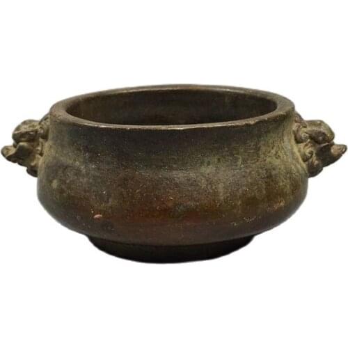 Chinese Old Copper Collection Pure Copper Lion head Incense burner