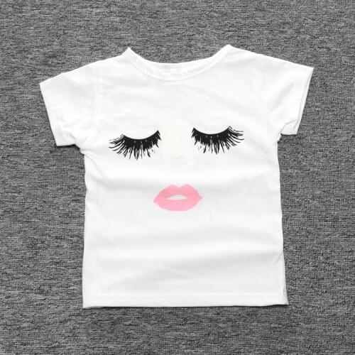 Summer New Baby Girl White T Shirt Infant Clothes Girls Cute Eyes Printed T-shirt Tee Girl Tops Tee Toddler