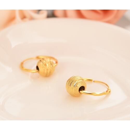 Lovely ball Earrings 24K Gold drop Earings For Women Girls african Jewelry Wedding Party Cool Fashion beads earrings kid gift
