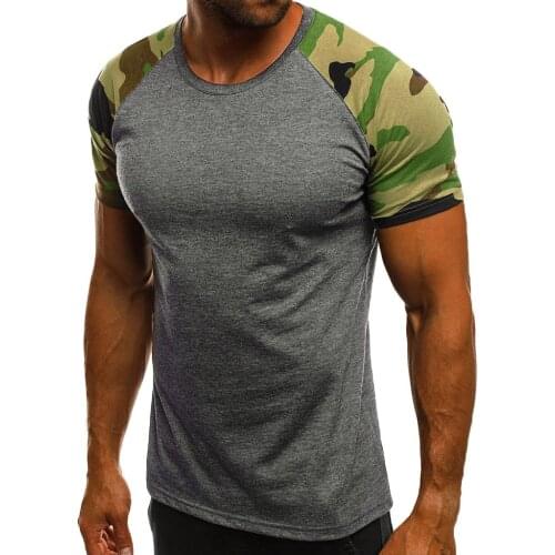 Mens short-sleeved camouflage printed T-shirt top summer casual slim camouflage short-sleeved T-shirt top футболка мужская 40