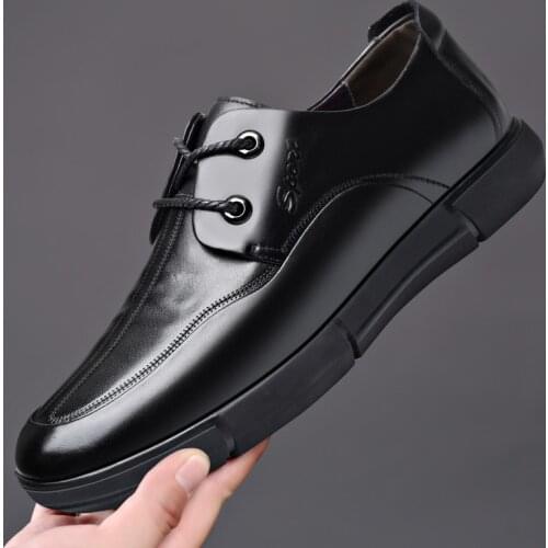 Mens Casual shoes 100% Cow Genuine Leather Business Dress Shoes Men Autumn Waterproof Lace-up Designer Sneakers