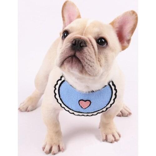 French Bulldog Love Heart Bibs Pets Accessories Cat Dog Product Scarf Collar Adjustable Neckerchief Saliva Towel for Small Dogs