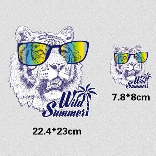 Animal Tiger Patches Hot Heat Transfer Cloth Printing Sticker DIY Iron On Clothing Bag Shoes Customization Logo
