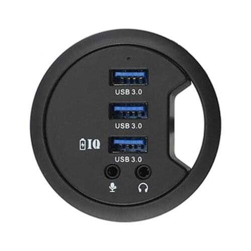 Newest 69*60*24 mm PC USB3.0+USB DC Desktop Hole Hub Data Read Charge Extension Computer Audio Interface With Power Supply Port