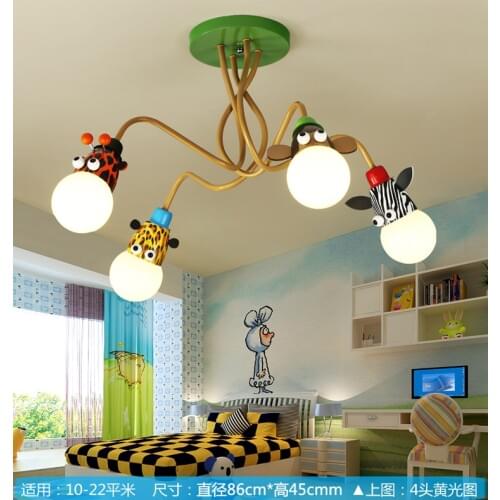 Novelty Led White Bulb Ceiling Lights Cartoon Animal Monkey Zebra Giraffe Children Kids Bedroom Room Lamps Hang Pendent Light