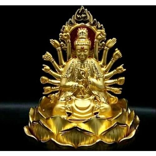 New car decoration alloy double-sided Guanyin car accessories high-end golden ornaments perfume seat