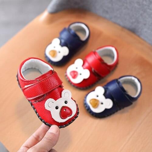 Infant Toddler Shoes Autumn Cartoon Girls Boys Genuine Leather Shoes Comfortable Soft Bottom Kids Baby First Walkers Shoes