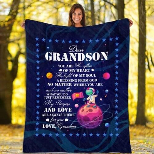 From Grandma to Grandson You are The Rhythm of My Heart Blanket Blanket for Bedroom Living Rooms Sofa Couch Gift Home Decor
