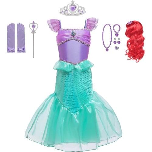 Girl Princess Little Mermaid Ariel Dress Cosplay Costumes For Kids Baby Girl Mermaid Dress Child Halloween Party Fancy Costume