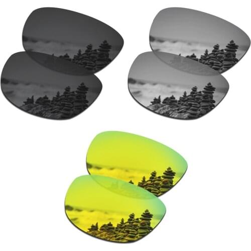SmartVLT 3 Pairs Polarized Sunglasses Replacement Lenses for Oakley Trillbe X Stealth Black and Silver Titanium and 24K Gold