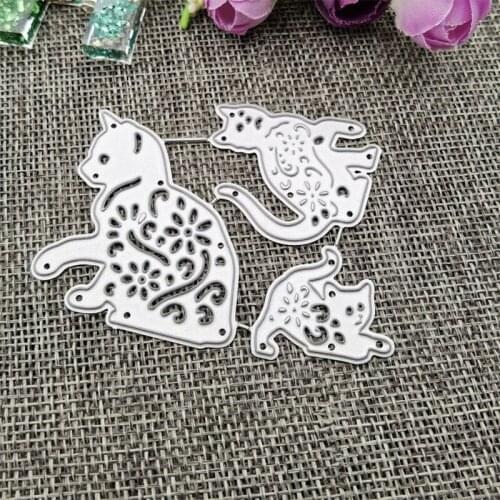Playing Three Cats Carbon Steel Cutting Dies DIY Scrapbooking Photo Album Cards