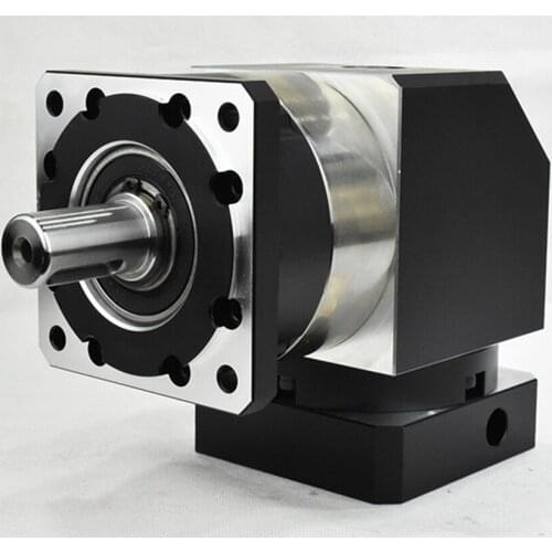 Right angle 90 degree planetary gearbox reducer 12 arcmin 2 stage ratio 15:1 to 100:1 for nema34 stepper motor input shaft 14mm