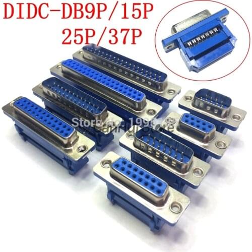 2pcs D-SUB DIDC 9 15 25 Pin DB9 DB15 DB25 DB37 Male Female Head line pressing type connector D SUB DIDC-9P 15P 25P 37P Connector
