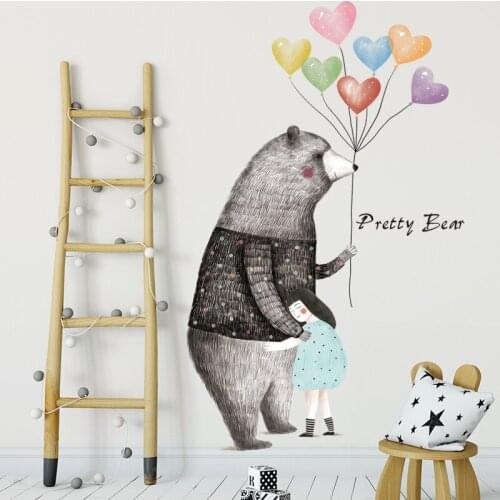 Bear Girl Wall Sticker Self-adhesive Teenager Bedroom Decoration Aesthetic Wallpaper Warm Home Wall Paper Painting