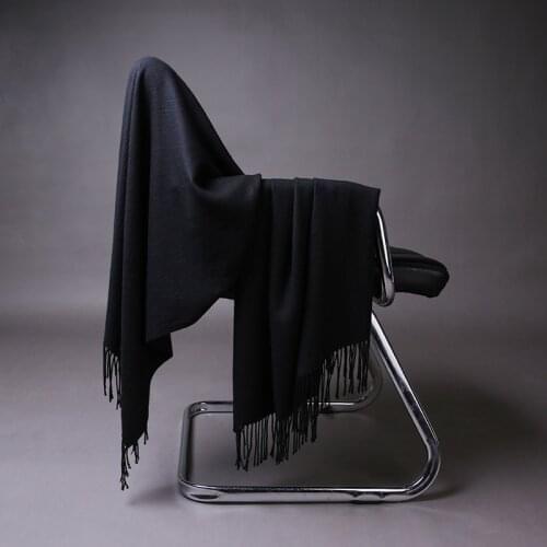 Women solid black cashmere shaw cashmere scarves with tassel lady winter warm scarf high quality female party outdoors big shawl