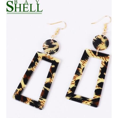 Shell Bay Punk Fashion Earrings Jewelry For Women Drop Earrings Cute Barring Pendientes Leopard Earrings Rainbow Earings Simple