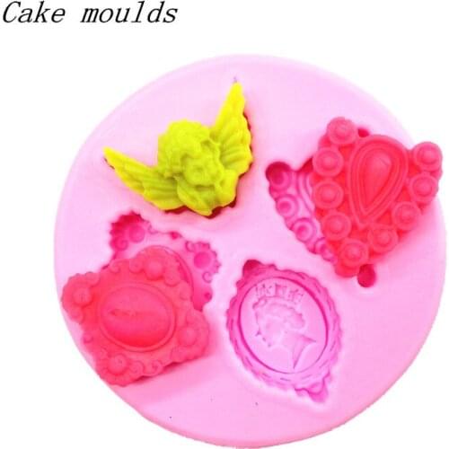 Silicone mold K097 heart gem angel queen shape baking mold Fondant cake mold chocolate mold Decoration tools
